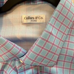 Men's Blue and Pink Plaid Shirt